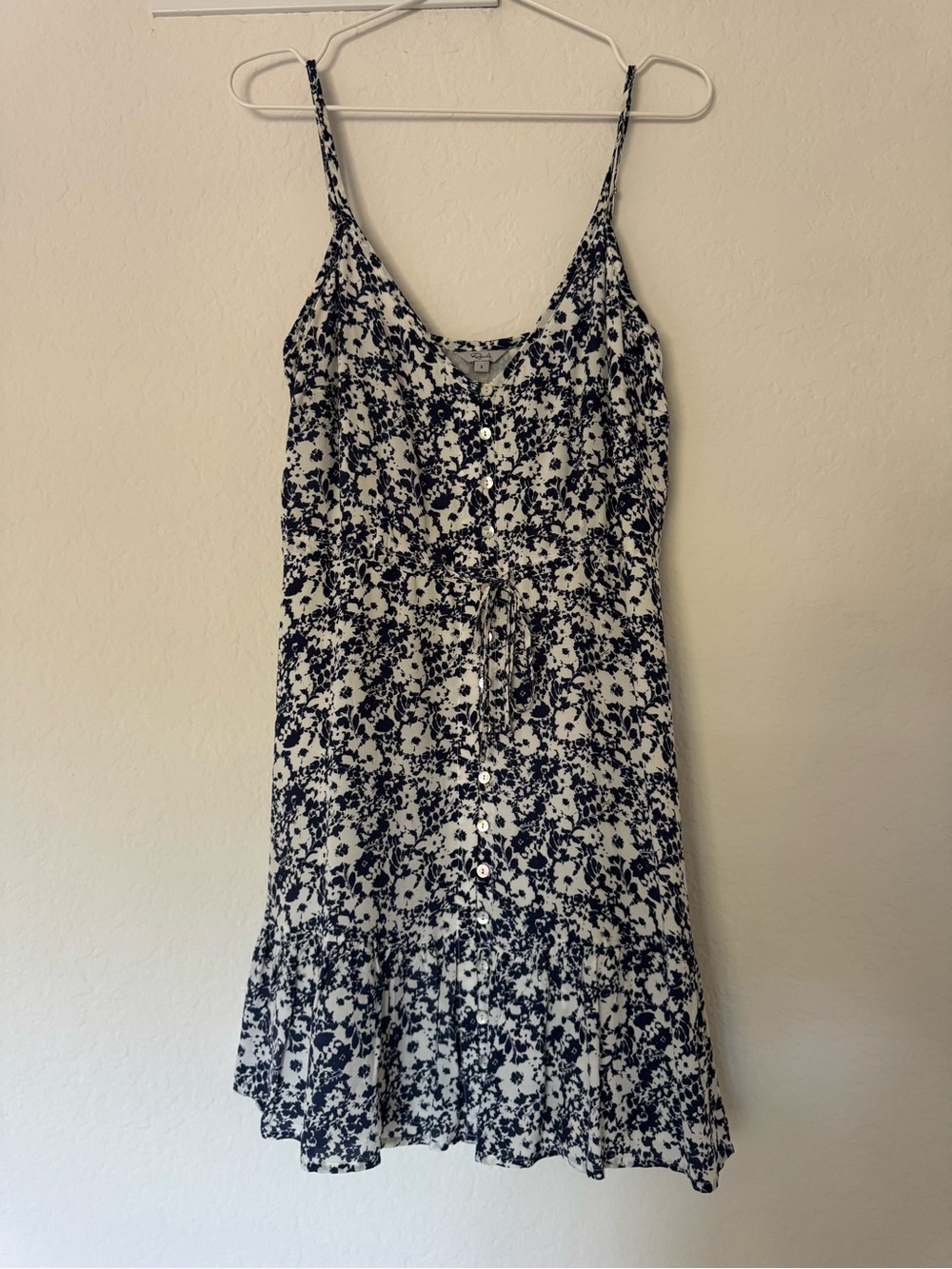Rails Navy and White Floral Button-Front Mini Dress